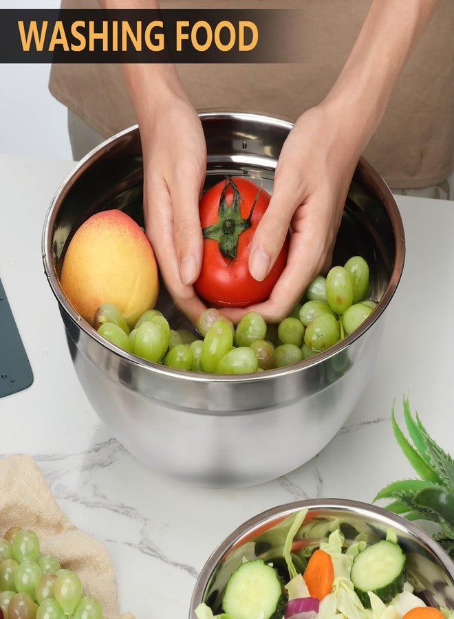 hunnycook طقم أوعية خلط هاني كوك مكون من 7 قطع مع غطاء، أوعية خلط من الفولاذ المقاوم للصدأ للخبز، الأحجام: 0.7، 1.1، 1.5، 2.1، 3.5، 4، 4.5 كوارت، أوعية خلط لتحضير الطعام وخلطه وتقديمه. - Image 5