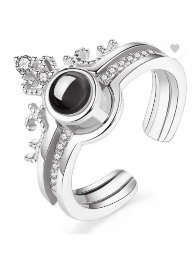 LATEEN I Love You Projection Adjustable Ring 100 Languages Lovers Queen Crown Jewelry Stylish Valentine Proposal Engagement Ring Gift for Girlfriend Couple Rings Women & Girls Rings With LED Ring Gift Box - Image 2