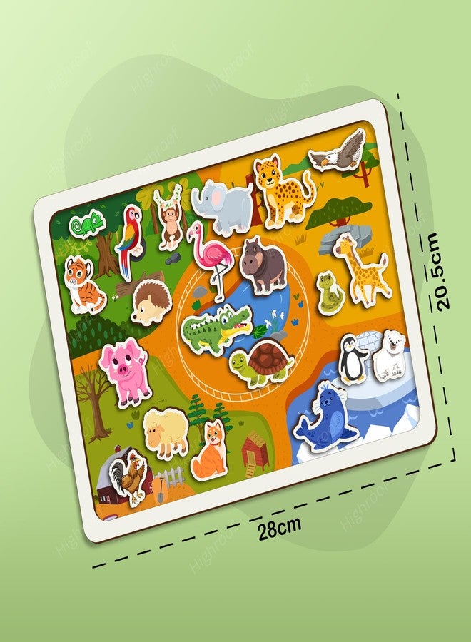 HighRoof Puzzle for Toddlers Montessori Wooden Educational Board with Sight, Taste, Touch, Hearing & Smell – Colorful Matching Game for Kids Age 2 3 4 5 6 7+ Years (Animal House Puzzle) - Image 3
