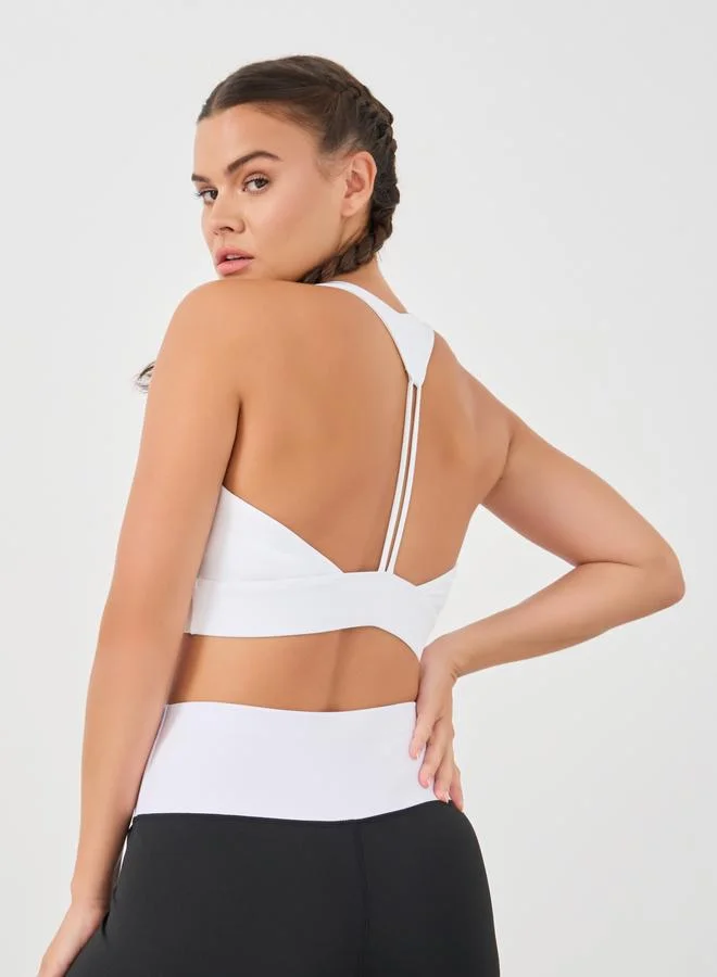 Styli Styli Back Dual String Detail Racerback Low Impact Sports Bra
