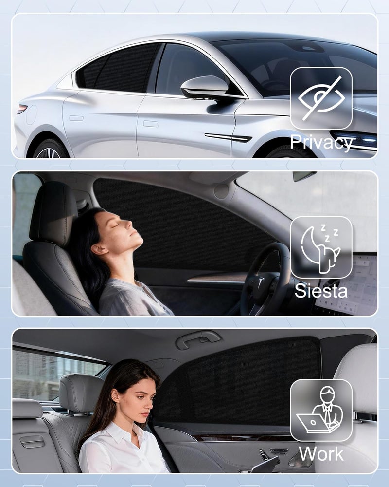 PEMOTech Car Window Shades(2 Pack)-Side Window Sun Shades, UV Protection Breathable Spandex Baby Window Covers, Universal Fit Most of Cars, Protect Privacy for Family (27.2"x39.8") Black - Image 4