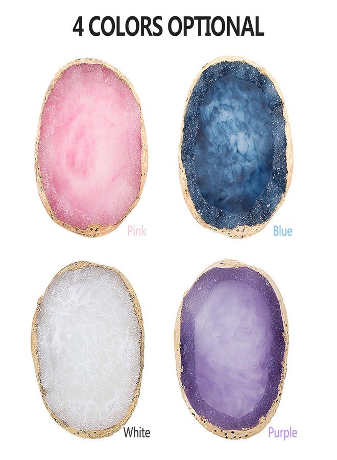 Generic Nail Art Agate Palette Golden Edges Nail Holder Crystal Resin Paint Palette Nail Piece Display Tool/ - Image 3