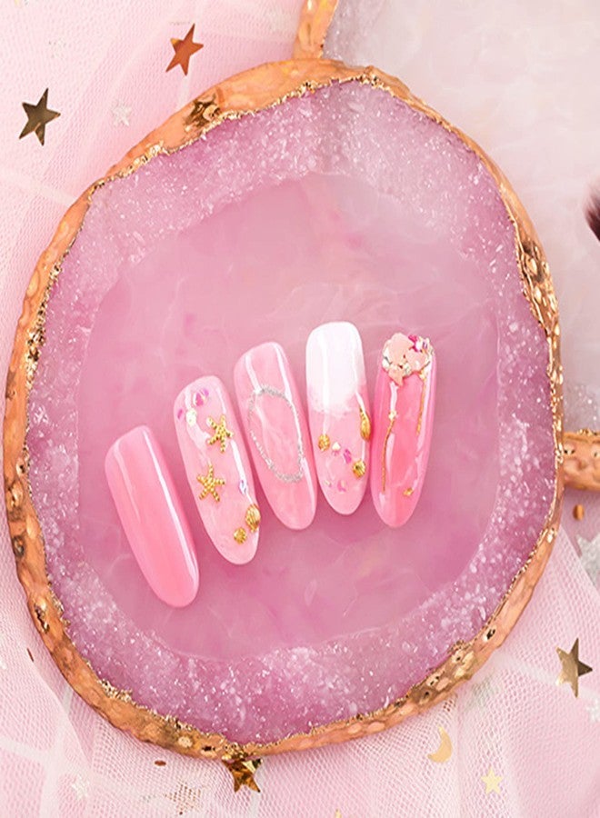 Generic Nail Art Agate Palette Golden Edges Nail Holder Crystal Resin Paint Palette Nail Piece Display Tool/ - Image 5