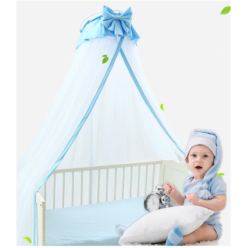 CdyBox Breathable Crib Netting Bed Curtains Canopy for Kids Mosquito Net Bedroom Decor (Blue, Mosquito net) - Image 5