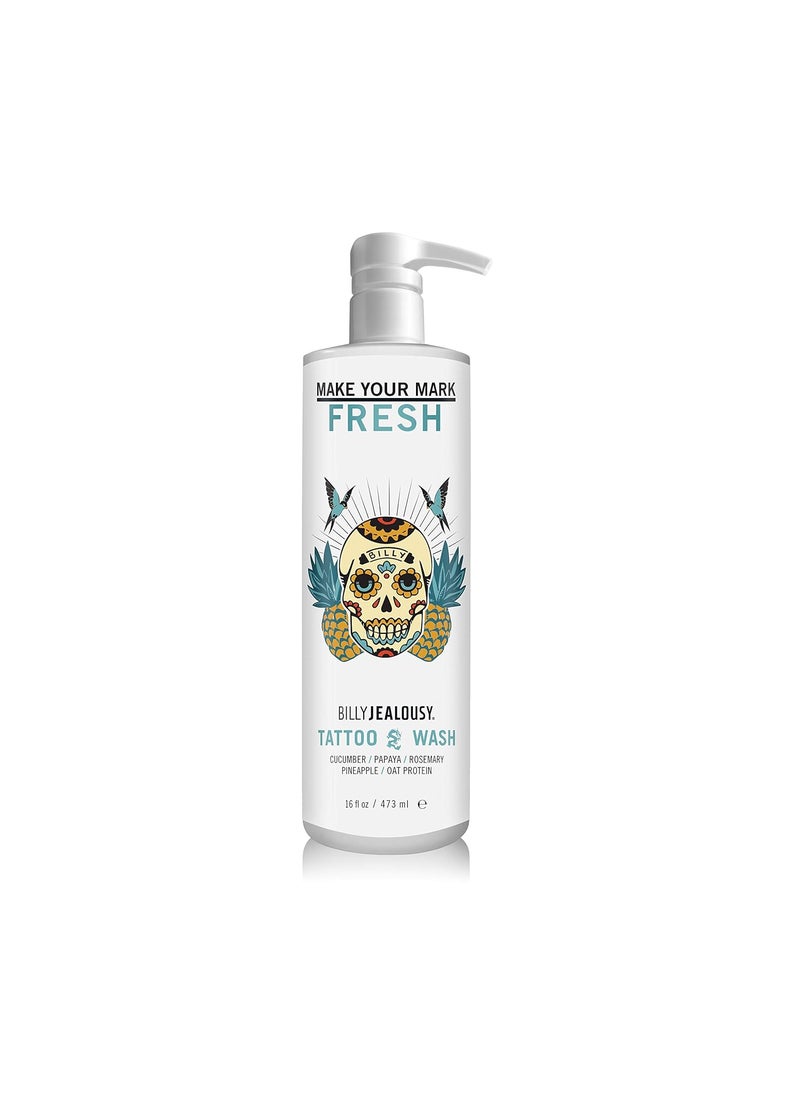 Billy Jealousy Billy Jealousy Make Your Mark Fresh Tattoo Wash, Cleansing and Hydrating Tattoo Aftercare Enriched With Cucumber and Rosemary, 16 Fl Oz 