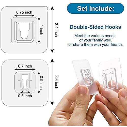 Boniry 20 Pcs Double-Sided Adhesive Wall Hooks Pairs Plug Holder self-Adhesive Transparent for Hanging Waterproof and Oil-Proof Double Sided Strong Heavy Duty Hook | Hooks for Hanging - Image 3