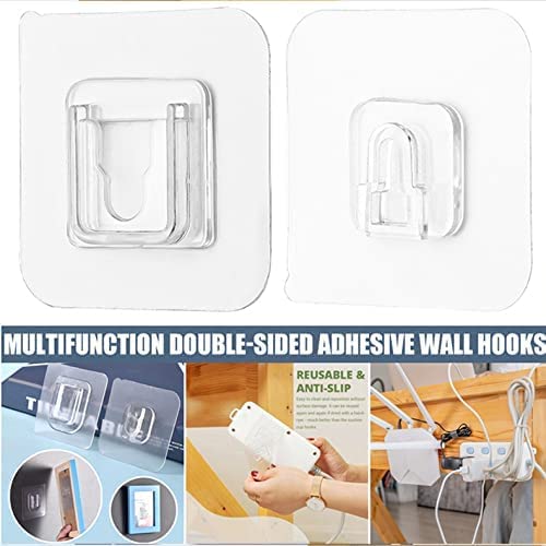Boniry 20 Pcs Double-Sided Adhesive Wall Hooks Pairs Plug Holder self-Adhesive Transparent for Hanging Waterproof and Oil-Proof Double Sided Strong Heavy Duty Hook | Hooks for Hanging - Image 4