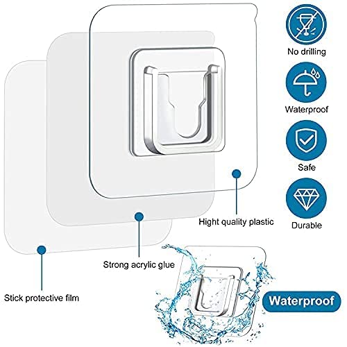 Boniry 20 Pcs Double-Sided Adhesive Wall Hooks Pairs Plug Holder self-Adhesive Transparent for Hanging Waterproof and Oil-Proof Double Sided Strong Heavy Duty Hook | Hooks for Hanging - Image 2