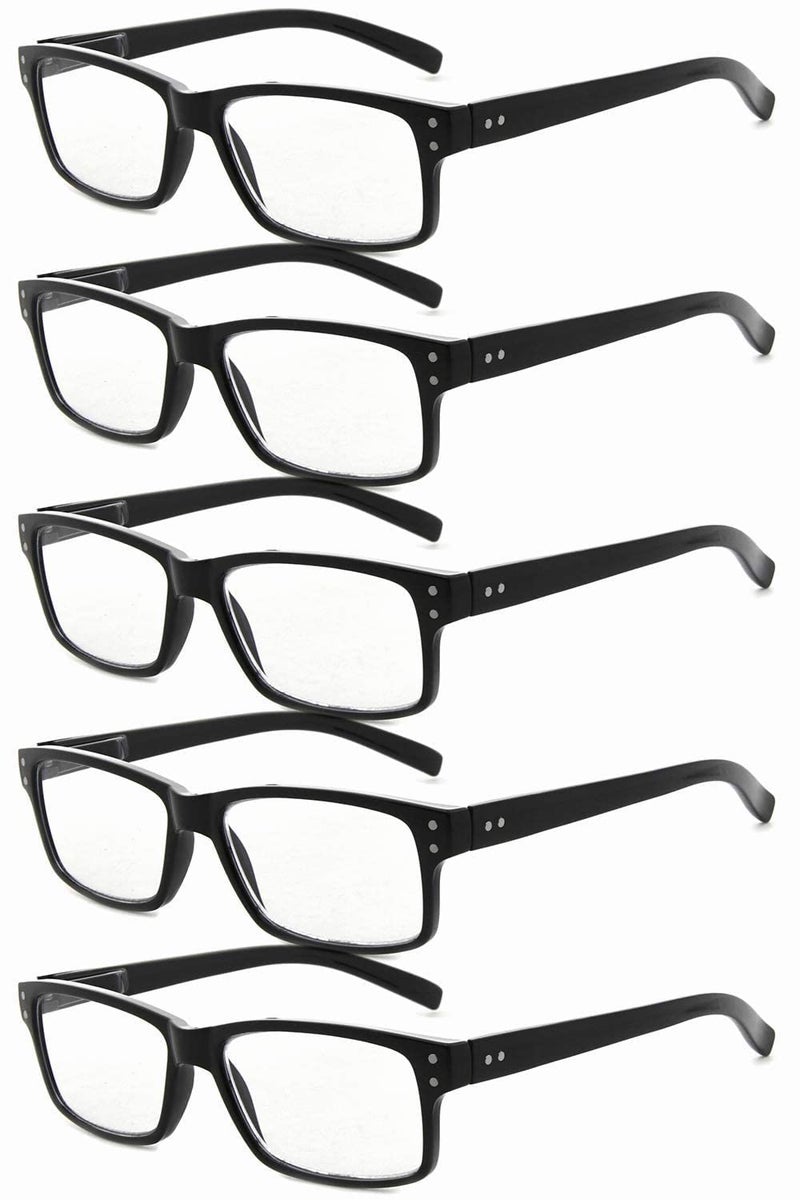 Eyekepper 5 Pack Reading Glasses for Men Spring Hinges Classic Readers Black Frame +2.00 - Image 1