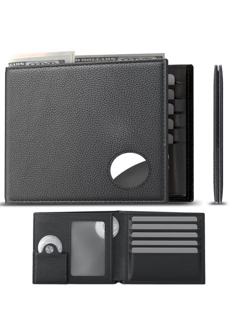 Men's Wallet, Credit Card Bi-Fold Wallet with Money Clip, RFID Blocking Slim Front Pocket Wallet, with ID Window Card Holder Wallet Tag Clip Pocket Protector, for Airtags Wallet Men Women, Black,
