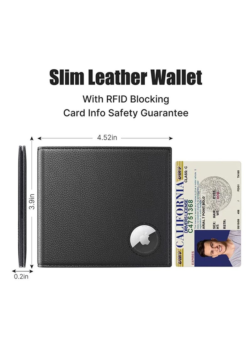 KASTWAVE - Men's Wallet, Credit Card Bi-Fold Wallet with Money Clip, RFID Blocking Slim Front Pocket Wallet, with ID Window Card Holder Wallet Tag Clip Pocket Protector, for Airtags Wallet Men Women, Black, - Image 1