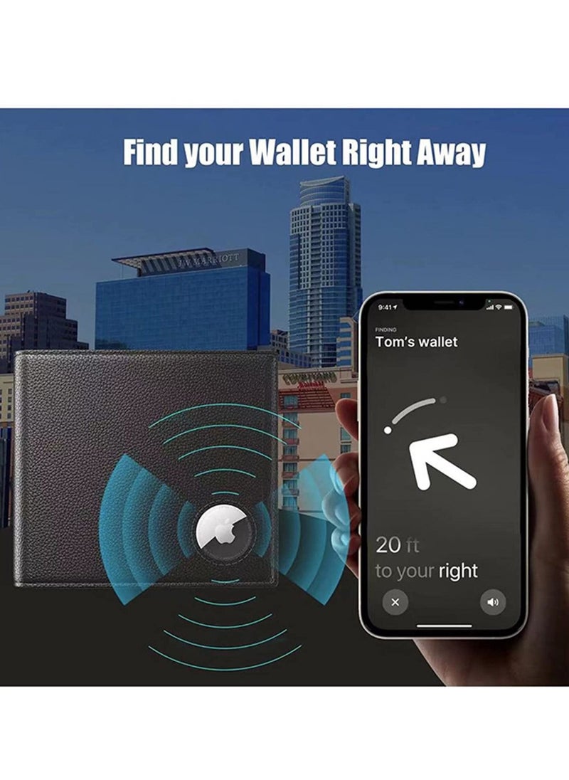 KASTWAVE - Men's Wallet, Credit Card Bi-Fold Wallet with Money Clip, RFID Blocking Slim Front Pocket Wallet, with ID Window Card Holder Wallet Tag Clip Pocket Protector, for Airtags Wallet Men Women, Black, - Image 1