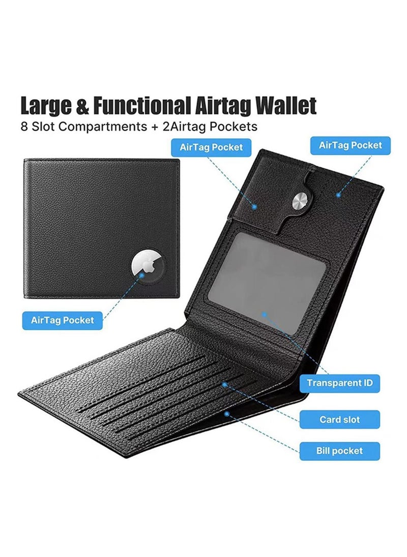 KASTWAVE - Men's Wallet, Credit Card Bi-Fold Wallet with Money Clip, RFID Blocking Slim Front Pocket Wallet, with ID Window Card Holder Wallet Tag Clip Pocket Protector, for Airtags Wallet Men Women, Black, - Image 1