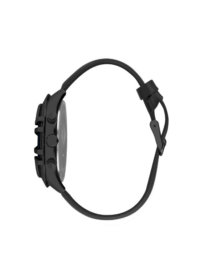 Lee Cooper Men's Quartz Movement Watch, Multi Function Display and Leather Strap - LC07468.651, Black
