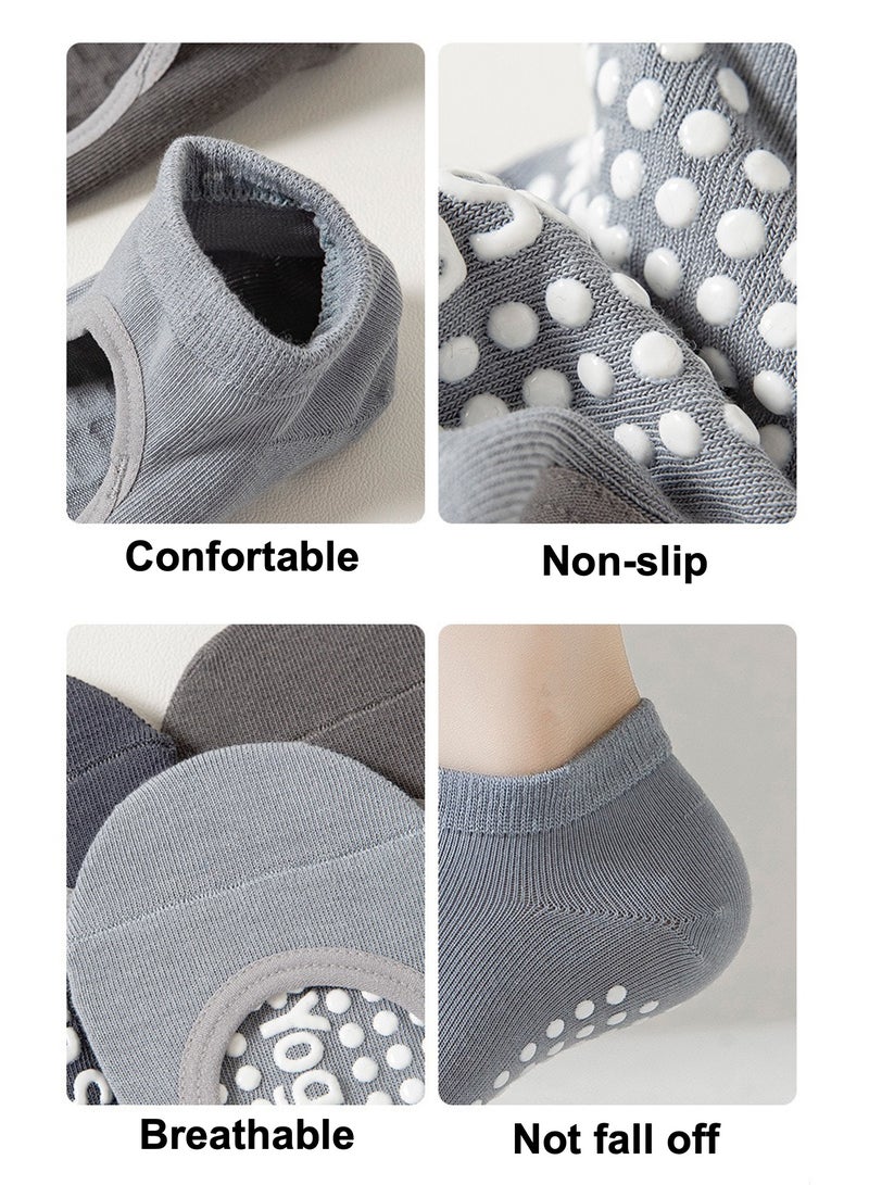 JOYYE 3-Pair Non-slip Yoga Socks, Cotton Pilates Socks with Straps, Breathable&Moisture-wicking&Machine-washable, Ideal for Yoga/Pilates/Ballet/Dance/Workout (Khaki+Black+Grey) - Image 5