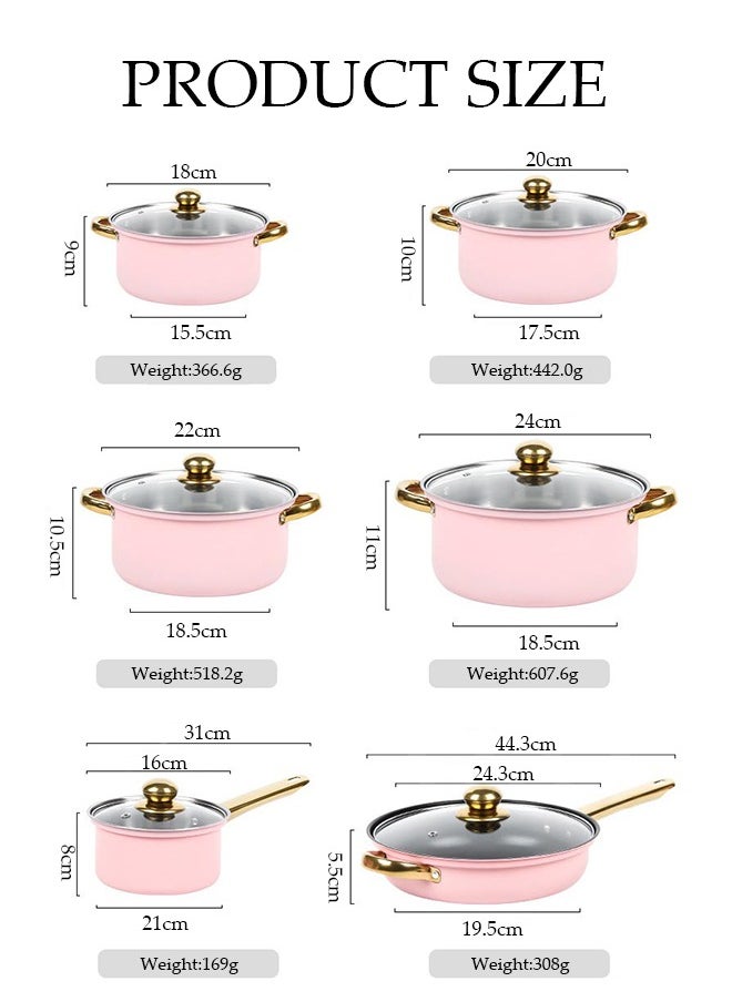 DUNISO 12 Pcs Stainless Steel Cookware, Non Stick Household Kitchen Pot, Ergonomic Gold-Plated Handle, Easy To Clean, Stackable, With Kettle, Frying Pan, Soup Pot And Milk Pot, Suitable For Induction Cookers, Dishwashers, Ovens  - Image 2