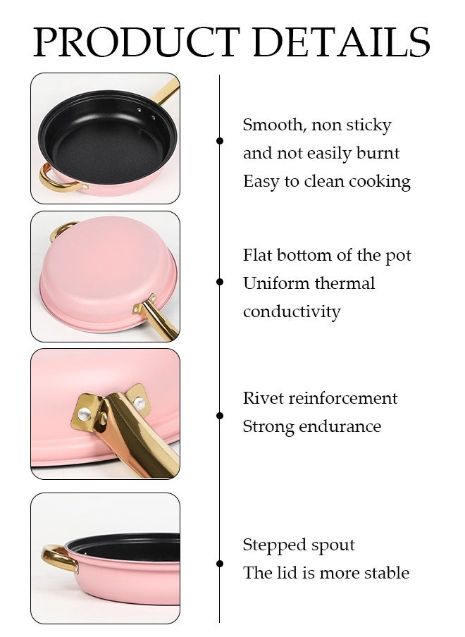 DUNISO 12 Pcs Stainless Steel Cookware, Non Stick Household Kitchen Pot, Ergonomic Gold-Plated Handle, Easy To Clean, Stackable, With Kettle, Frying Pan, Soup Pot And Milk Pot, Suitable For Induction Cookers, Dishwashers, Ovens  - Image 5