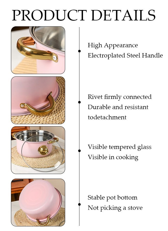 DUNISO 12 Pcs Stainless Steel Cookware, Non Stick Household Kitchen Pot, Ergonomic Gold-Plated Handle, Easy To Clean, Stackable, With Kettle, Frying Pan, Soup Pot And Milk Pot, Suitable For Induction Cookers, Dishwashers, Ovens  - Image 4
