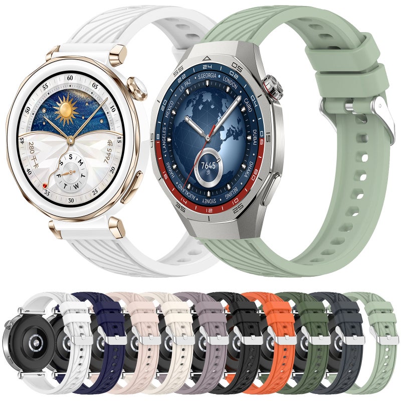 erorex For Huawei Watch Gt 5 Pro 46Mm Line Texture Quick Release Silicone Watch Band(Platinum Steel Grey) - Image 5