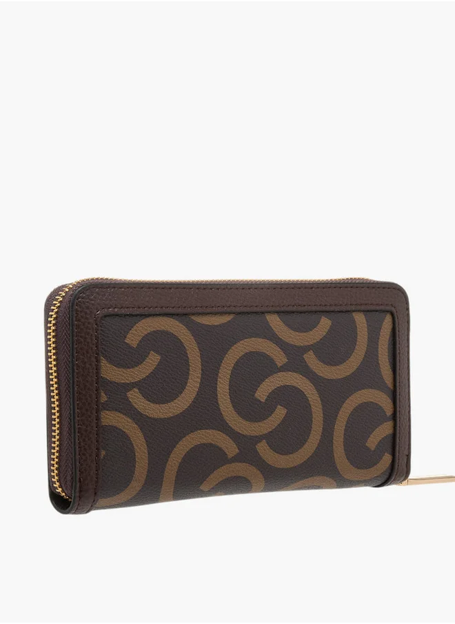 Celeste Monogram Print Wallet with Zip Closure