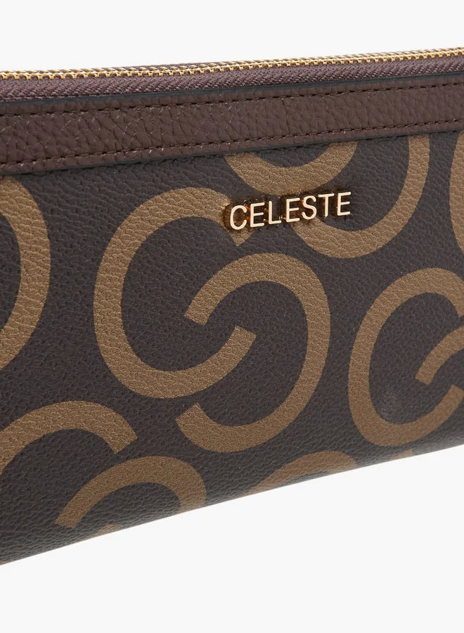 Celeste Women's Monogram Print Wallet with Zip Closure
