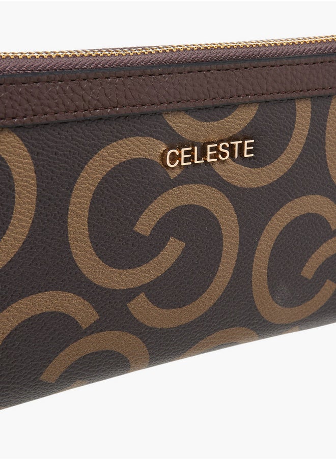Celeste Women's Monogram Print Wallet with Zip Closure  - Image 3