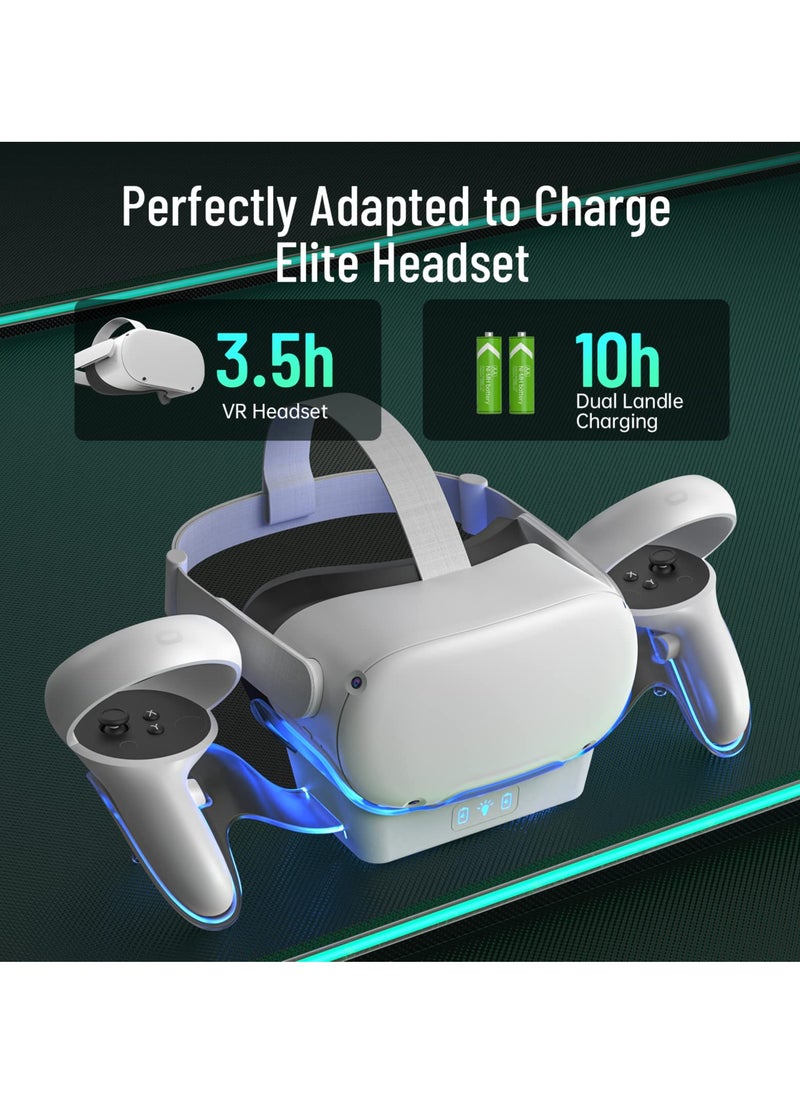 Generic VR Charging Dock for Oculus Quest 2 with LED Light, Fast Charging Stand for Headset and Touch Controllers, Includes 2 Rechargeable Batteries and Magnetic Type-C Connector  - Image 3