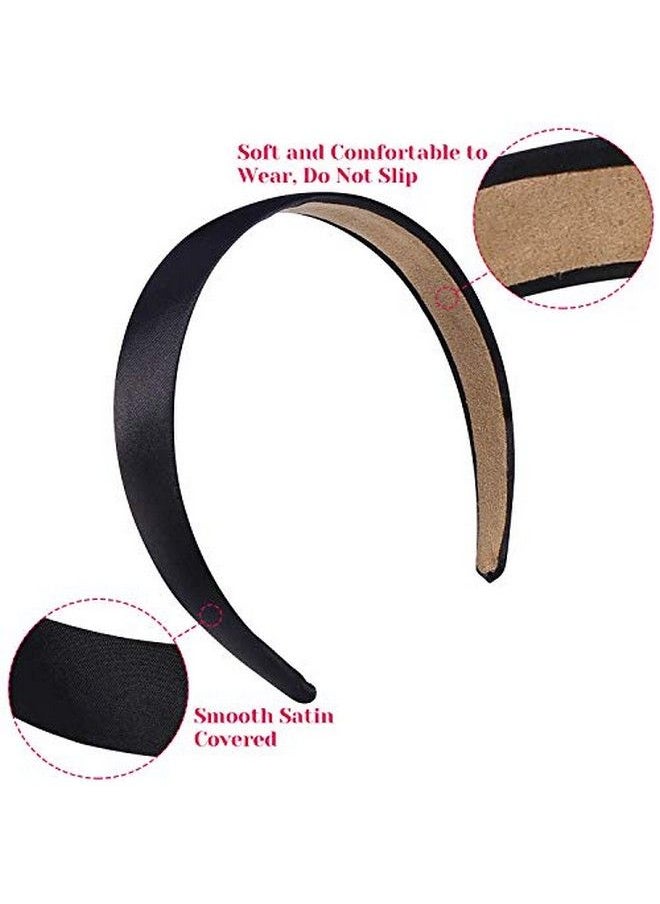 anezus - 16 Pcs Headbands 1 Inch Antislip Black Ribbon Hair Bands For Women Girls Diy Craft Hair Accessories - Image 1