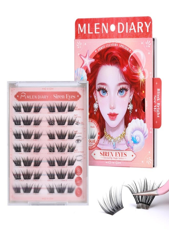 MLEN DIARY Self Adhesive Lash Clusters, 7 Pairs of 42 Clusters Natural Look Pre-Glued Eyelashes, 9-13MM No Glue Individual Lashes Self Application at Home - Image 1