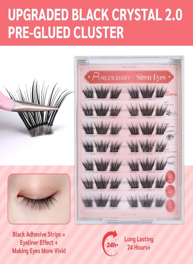 MLEN DIARY Self Adhesive Lash Clusters, 7 Pairs of 42 Clusters Natural Look Pre-Glued Eyelashes, 9-13MM No Glue Individual Lashes Self Application at Home - Image 3