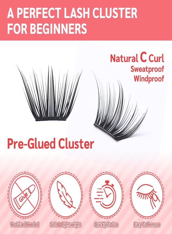 MLEN DIARY Self Adhesive Lash Clusters, 7 Pairs of 42 Clusters Natural Look Pre-Glued Eyelashes, 9-13MM No Glue Individual Lashes Self Application at Home - Image 4