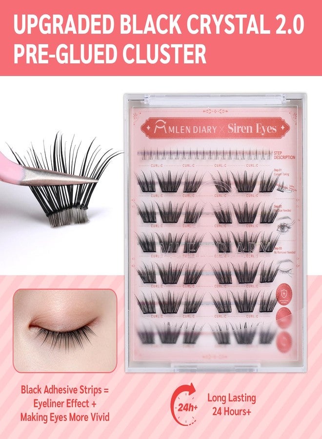 MLEN DIARY Self Adhesive Lash Clusters, 7 Pairs of 42 Clusters Natural Look Pre-Glued Eyelashes, 9-13MM No Glue Individual Lashes Self Application at Home - Image 5