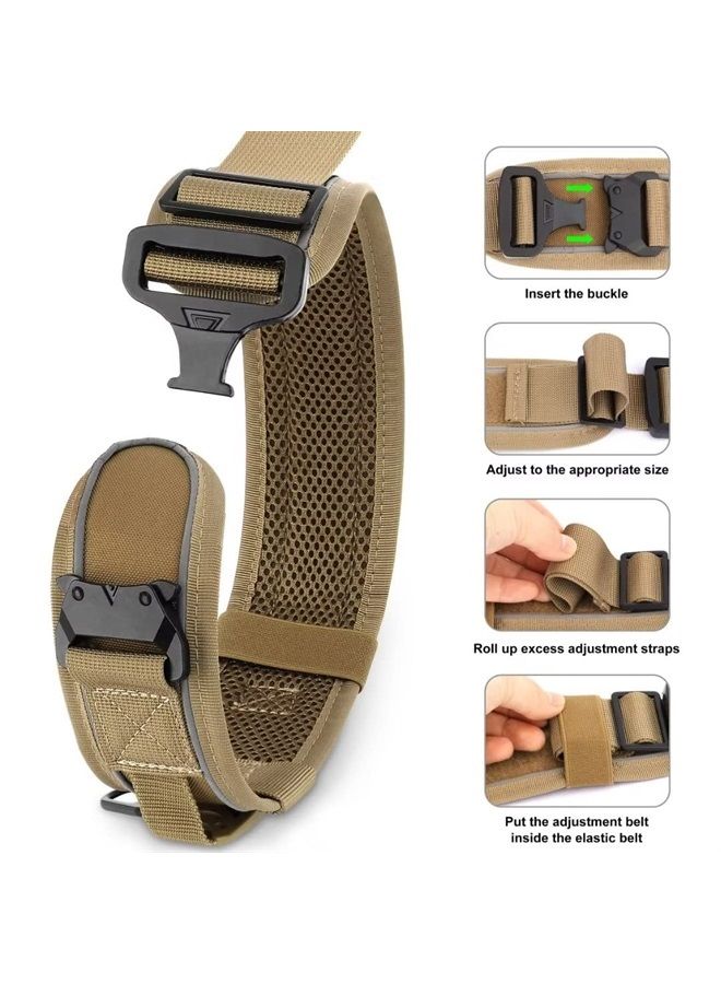 BEIRUI 2.5 Inch Wide Dog Collar with Control Handle,Heavy Duty 6.5cm Wide Tactical Dog Collar with Strong Metal Buckle,Reflective Military Dog Collar with Patches for Medium Dogs,Khaki,Neck fit 16-19" - Image 4