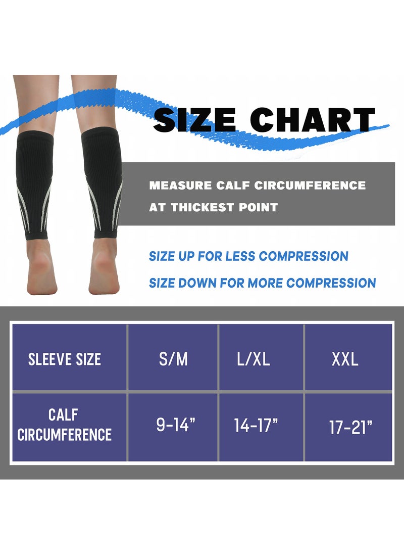 Generic - Calf Compression Sleeves & Footless Compression Socks - 2 Pairs for Running, Cycling, Varicose Veins, and Shin Splint Relief - Supportive Leg Sleeves for Workouts (Black) - Image 1