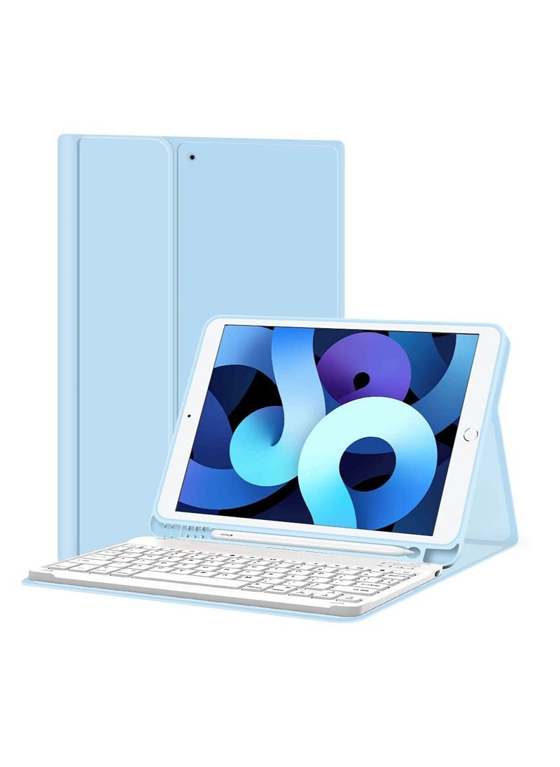 INFOSUN iPad Keyboard Case with Arabic English Bluetooth Keyboard  for iPad Air 6th 10.2 Inch M2  iPad Air 5th 10.2 Inch /Air 4th 10.2 Inch  iPad Pro 10.2 inch -Blue  - Image 1