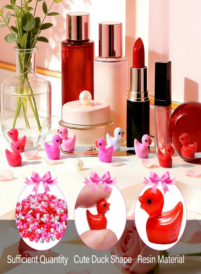 PAPPYN-A 180 Pcs Valentine's Day Resin Mini Ducks Red Pink White Valentines Day Tiny Resin Animals Bulk Miniature Figures for Micro Garden Landscape Decoration DIY Craft Party Favors - Image 5