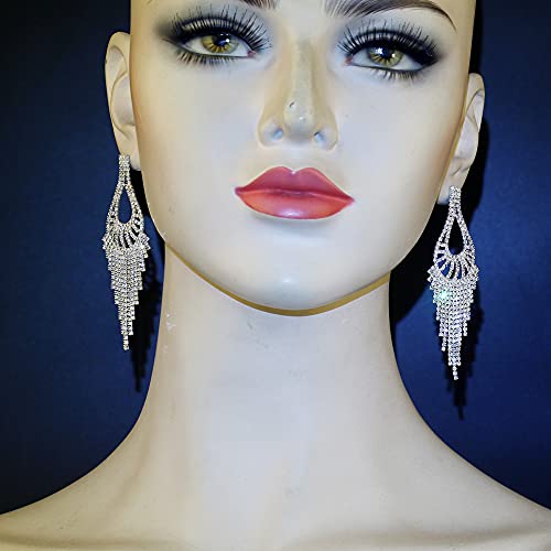 CHRAN Silver Teardrop Crystal Long Tassels Dangle Earrings Sparkling Rhinestone Ladies Gifts - Image 4