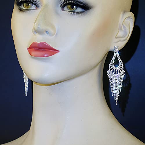 CHRAN Silver Teardrop Crystal Long Tassels Dangle Earrings Sparkling Rhinestone Ladies Gifts - Image 5