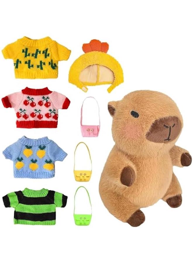 Capybara Plush, Capybara Plush with Clothes & Accessories, Dress Up Capybara Stuffed Animal, Cute Capybara Stuffed Animal with Outfits, Cute Plushies for Girl/Boy Birthday  - Image 1