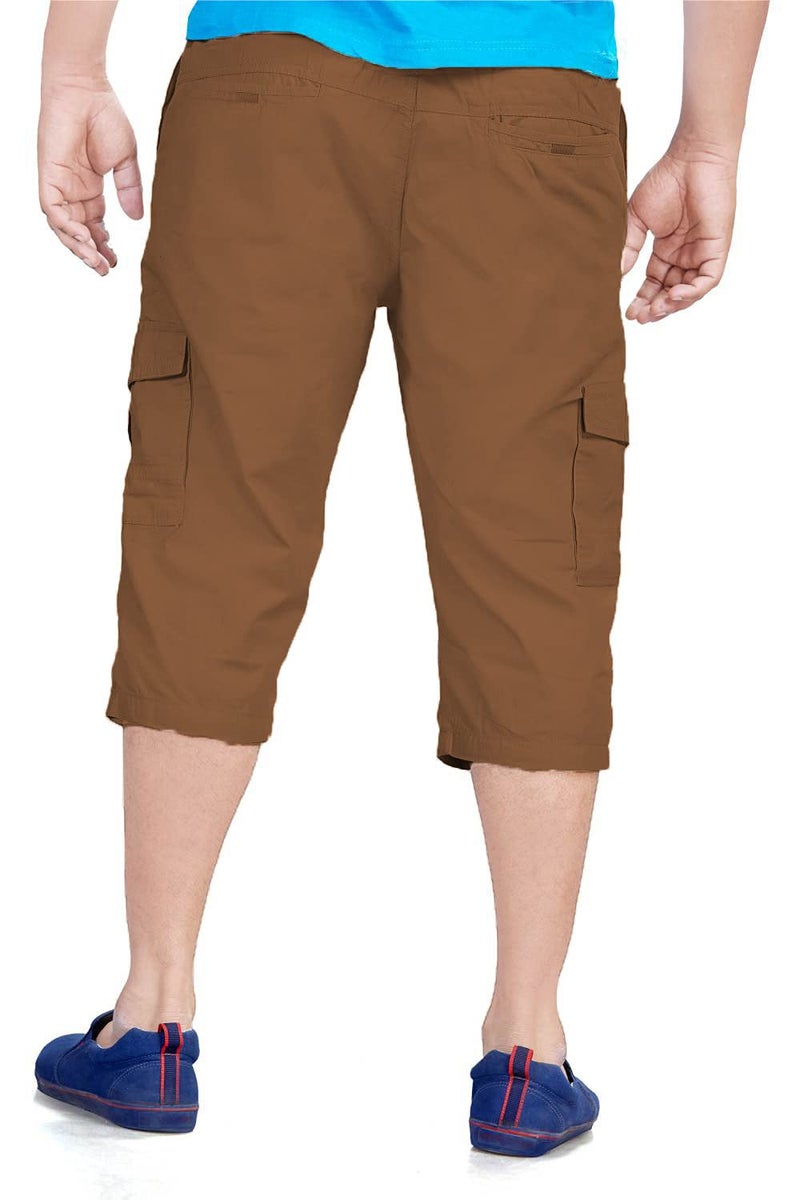 0-DEGREE Men's Regular Fit Three Quarter Shorts Mehendi 36 Inch Waist - Image 2