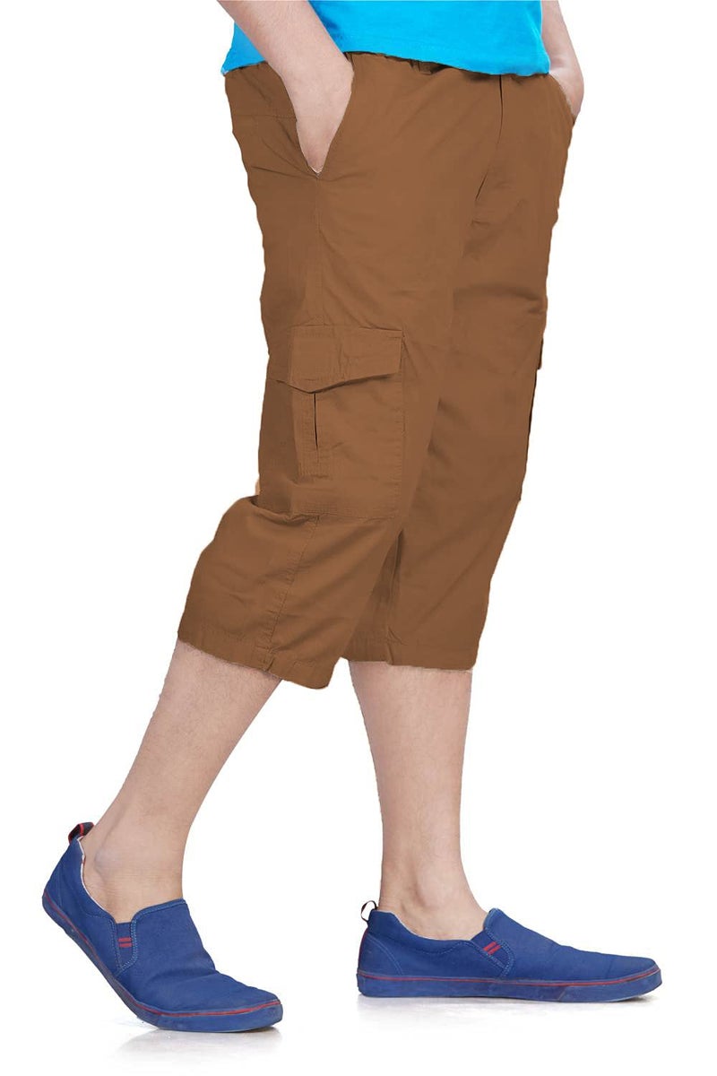 0-DEGREE Men's Regular Fit Three Quarter Shorts Mehendi 36 Inch Waist - Image 3