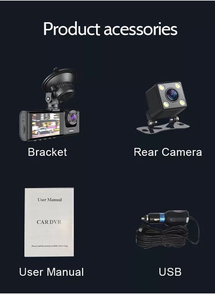 ELTRAZONE 3-Channel Car Dash Camera: 130° Wide Angle, 1296x1080P Front, Inside, and Rear Camera  - Image 4