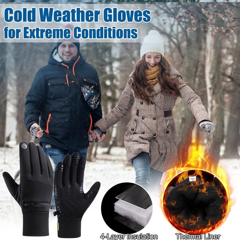 Romenrita Winter Gloves for Men Women - Waterproof Glove Cold Weather Thermal Sport Gloves, Warm Gloves Touchscreen Glove for Running Cycling Driving Hiking, Windproof Work Gloves Work (Large) - Image 2
