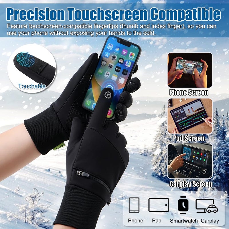 Romenrita Winter Gloves for Men Women - Waterproof Glove Cold Weather Thermal Sport Gloves, Warm Gloves Touchscreen Glove for Running Cycling Driving Hiking, Windproof Work Gloves Work (Large) - Image 4