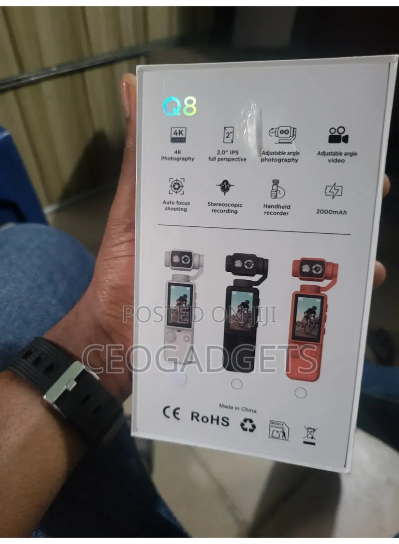 Q8 4K Ultra HD Pocket Action Camera with 180° Wide Angle Lens and 32GB Built-in Memory - Image 2