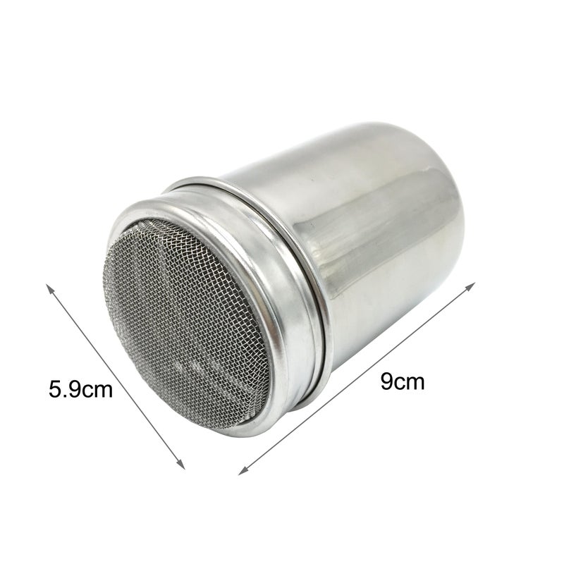 Lofekea Stainless Steel Powder Shakers Coffee Cocoa Cinnamon Shaker Cans Mesh Duster with 16PCS Stainless Steel Barista Coffee Decorating Stencils Template for Latte Cappuccino, Cupcake Stencils - Image 5