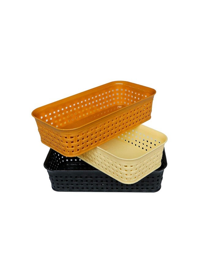 CSM® Pack of 4 Multipurpose Desk Organizer Tray Office Drawer Dividers Storage Bins for Kitchen, Bathroom, Office, Makeup, Bedroom Dresser Multicolor(Dimensions = 23.2 cm x 8.5 cm x 5 cm) - Image 1