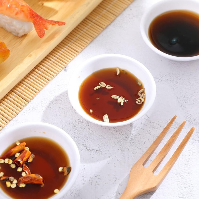 Yeehtech 6pcs Ceramic Seasoning Dishes, Sushi Dipping Bowl, Vinegar Spice Sauce Dishes, Mini Appetizer Plates, Saucer Kitchen Tableware - Image 3
