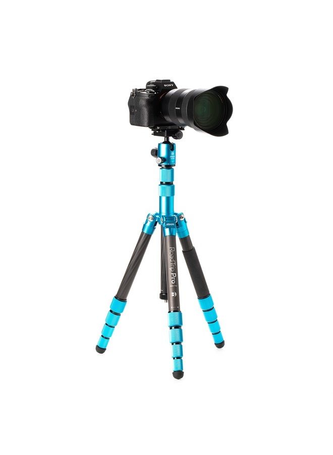 BENRO MeFOTO Roadtrip PRO Travel Tripod, Ballhead and Monopod in Pacific Blue, 1 Series Carbon Fiber Legs, 4 Leg Sections, Twist Leg Locks, Carrying Case (BMRTPROCBLU) - Image 1