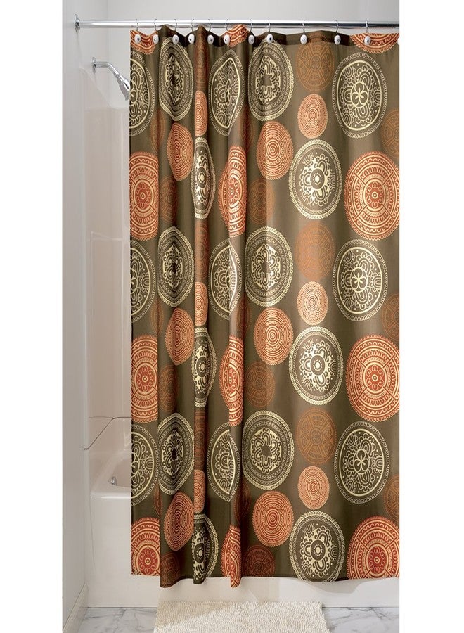 InterDesign iDesign Bazaar Fabric Shower Curtain for Master, Guest, Kids', College Dorm Bathroom, 72" x 72", Brown - Image 1